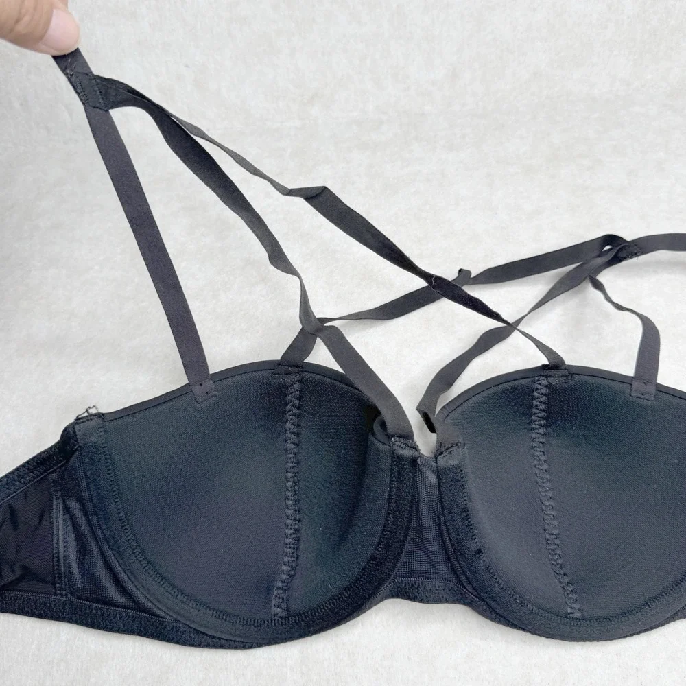Adore Me 34B Black Multi Strappy Front‎ Push Up Underwire Bra Size 34 B 34B
